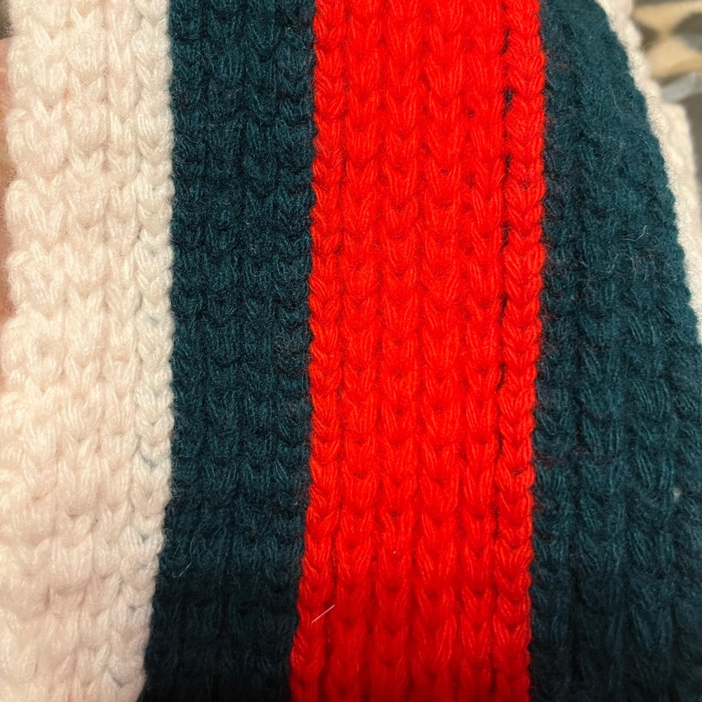 Gucci NWT Sherry Line Green Red White Wool Knit Unisex Scarf - Picture 11 of 12